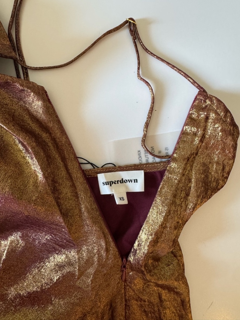 NWT | superdown Shimmery Bronze Matti Mini Slip Dress Size XS - Picture 4 of 10